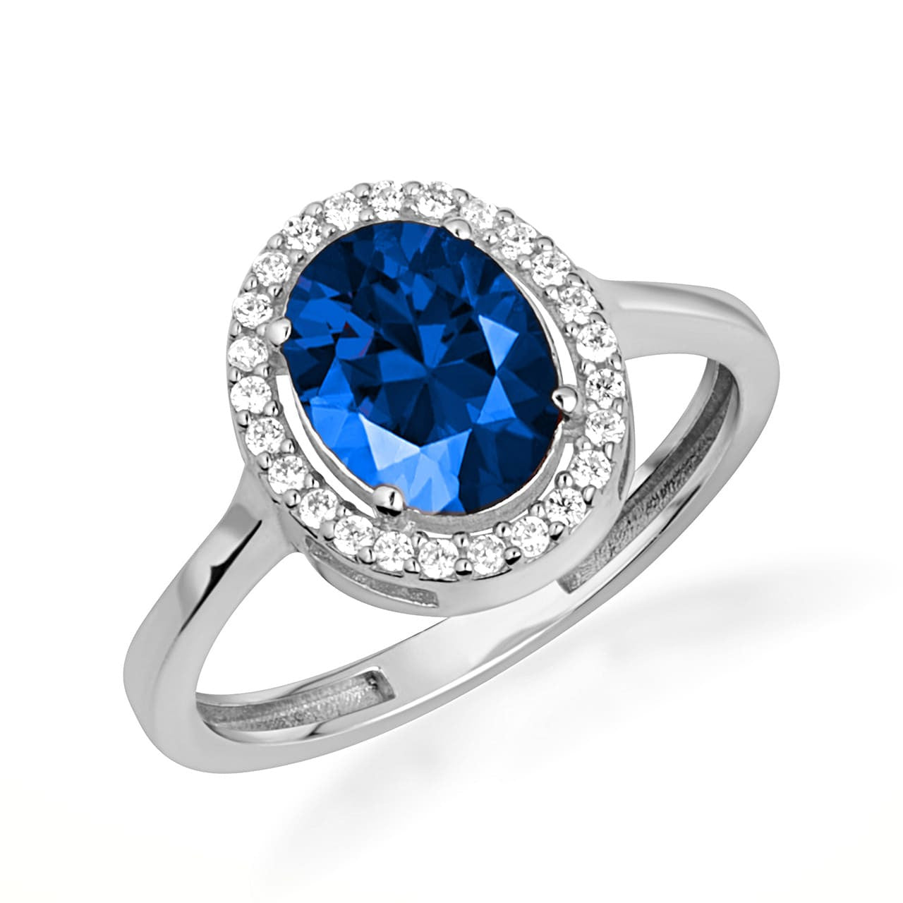 .925 Sterling Silver Personalized Halo Birthstone Ring
