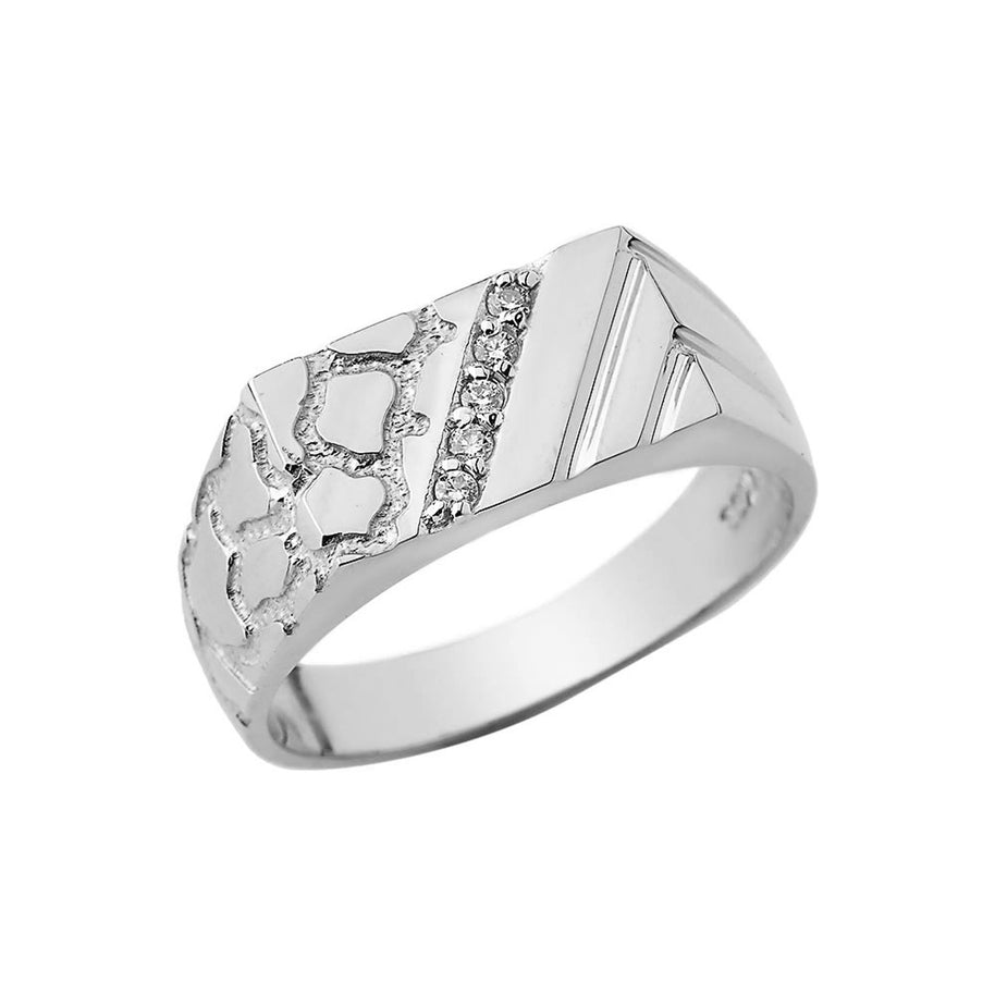 Silver Nugget Ring with Cubic Zirconia