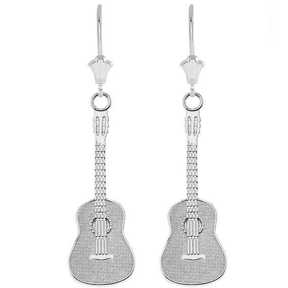 Musical Acoustic Band Guitar Leverback Earrings (Available in Yellow/Rose/White Gold)