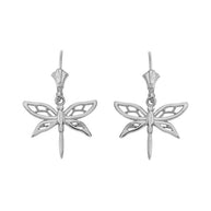 Adorable Dragonfly Two-Tone Leverback Earrings(Available in Yellow/Rose/White Gold)