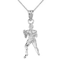 Fight Sports Athletic Boxing Pendant Necklace in Solid Gold (Available in Yellow/Rose/White)
