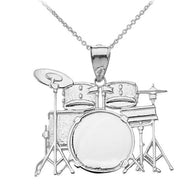Rock Band Drum Set Pendant Necklace in Sterling Silver