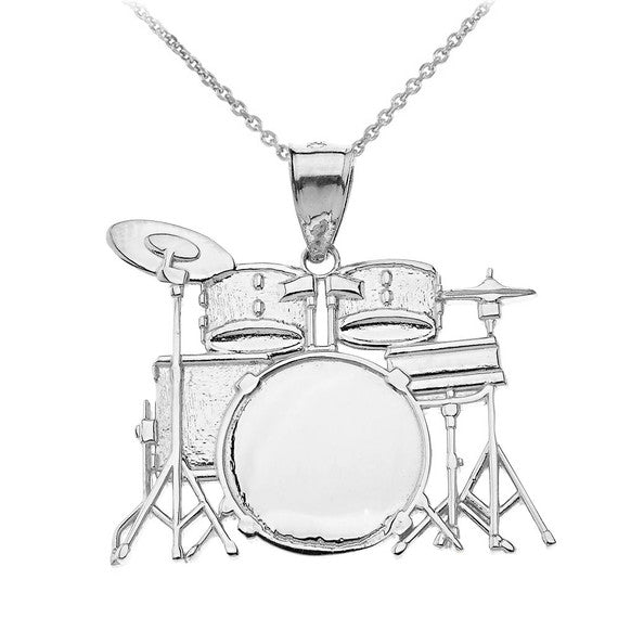Rock Band Drum Set Pendant Necklace in Sterling Silver