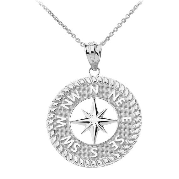 Gold Navigation Compass Pendant Necklace (Available in Yellow/Rose/White Gold)