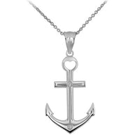 High Polished Sea Anchor Diamond Pendant Necklace in Gold (Available in Yellow/Rose/White Gold)