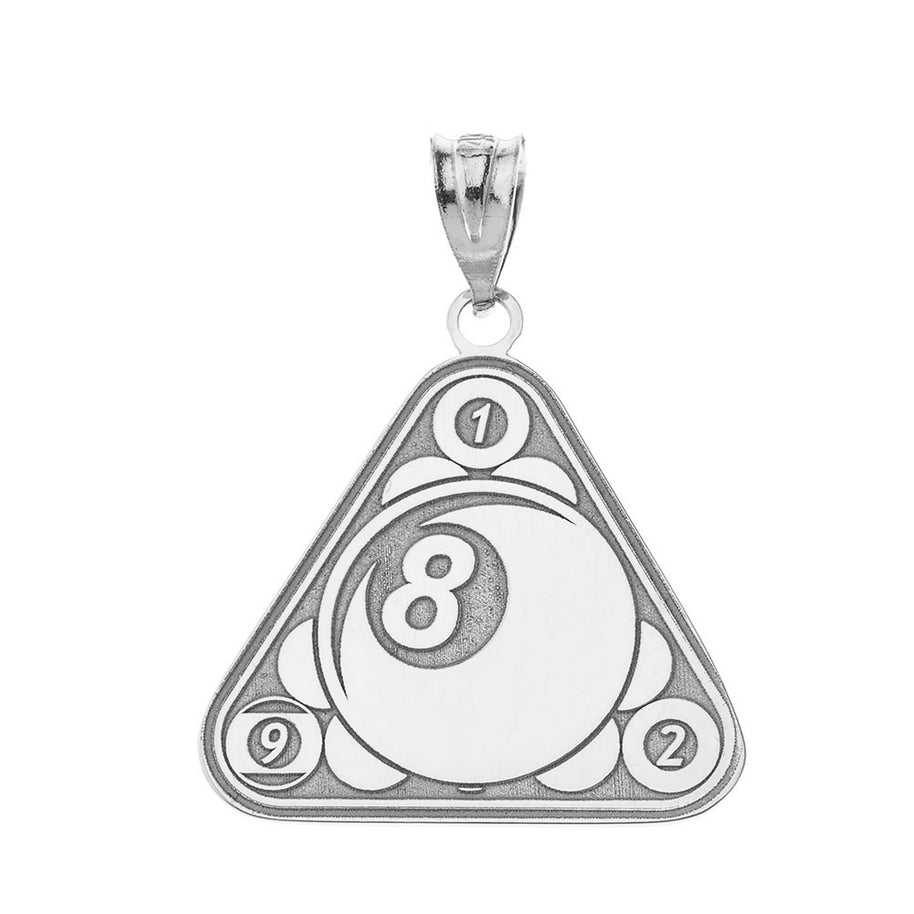 Gold Custom Engravable Eight Ball Pool Rack Billiards Pendant Necklace (Available in Yellow/Rose/White Gold)