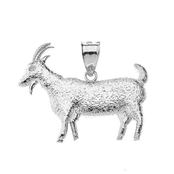 Solid Gold Goat Textured Charm Pendant Necklace (Available in Yellow/Rose/White Gold)