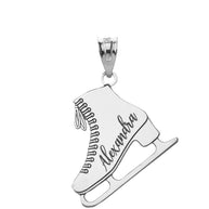 Gold Custom Engravable Ice Skate Sports Pendant Necklace (Available in Yellow/Rose/White Gold)