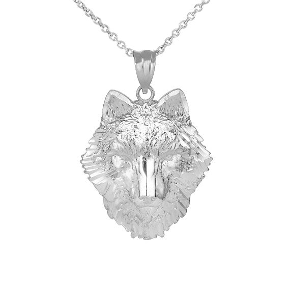 Solid Gold Wolf Head Pendant Necklace(Available in Yellow/Rose/White Gold)