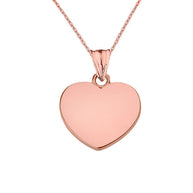 Solid Gold Simple Heart Pendant Necklace (Yellow, White and Rose)