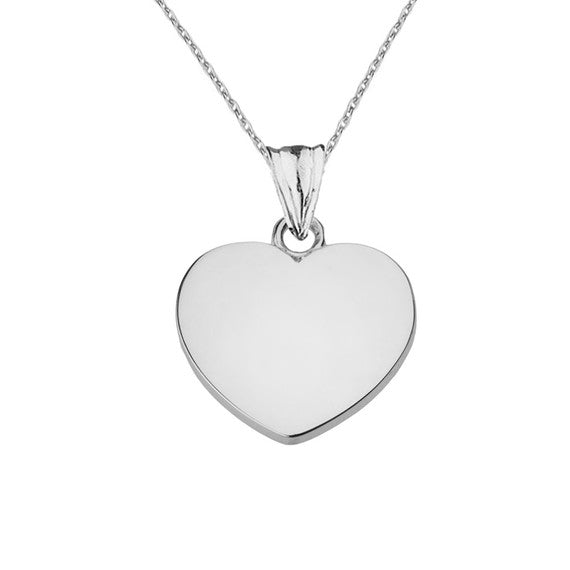 Solid Gold Simple Heart Pendant Necklace (Yellow, White and Rose)