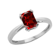 .925 Sterling Silver 1ct Personalized Lab Created Emerald Cut Birthstone Ring