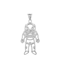 Astronaut Pendant Necklace In Sterling Silver
