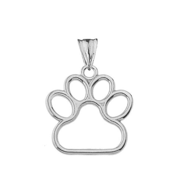Solid Gold Dainty Dog Paw Print Pendant Necklace(Available In Yellow/Rose/White Gold) (0.80'')
