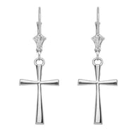 Cross Leverback Earring In Sterling Silver