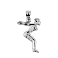 Solid Gold Lady Swimmer/Diver Charm Pendant (Available in Yellow/Rose/White Gold)