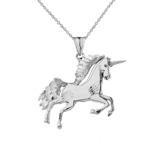 Gold Unicorn Pendant Necklace (Available in Yellow/Rose/White/Two Tone Gold)
