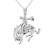 .925 Sterling Silver Rodeo Cowboy on Horse Charm Pendant