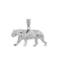 Sterling Silver Diamond Cut Tiger Pendant
