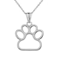 Solid Gold Dainty Dog Paw Print Pendant Necklace(Available In Yellow/Rose/White Gold) (0.80'')