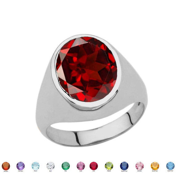.925 Sterling Silver Personalized Oval Cut 10ct Birthstone Ring