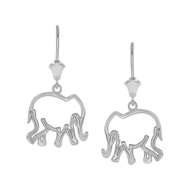Gold Lucky Elephant Leverback Earrings (Available in Yellow/Rose/White Gold)