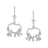 .925 Sterling Silver Lucky Elephant Leverback Earrings