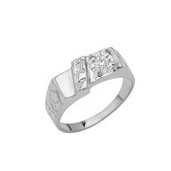 Gold Cubic Zirconia Nugget Pinky Ring (Available in Yellow/Rose/White Gold)