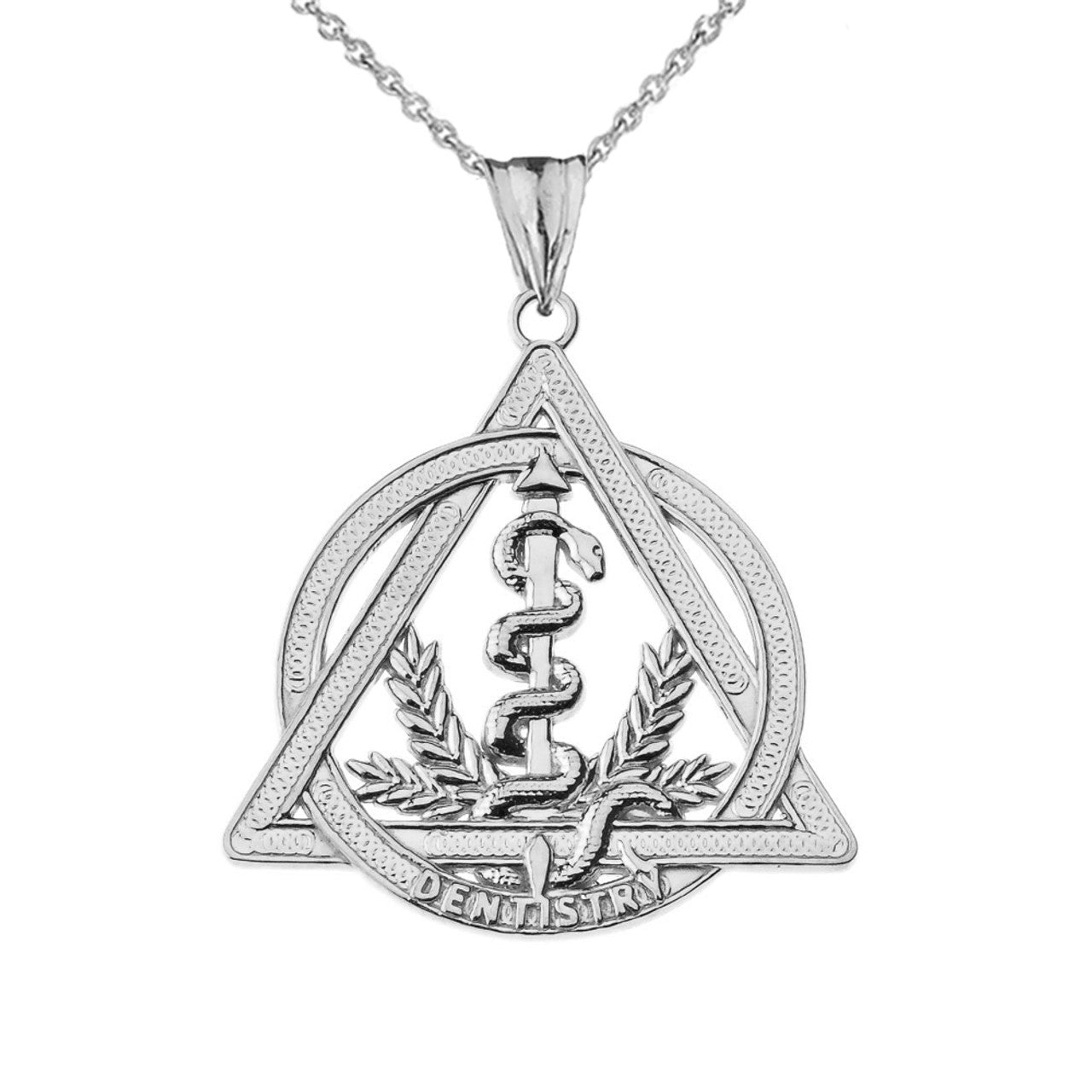 Dentistry Symbol Pendant Necklace in Sterling Silver