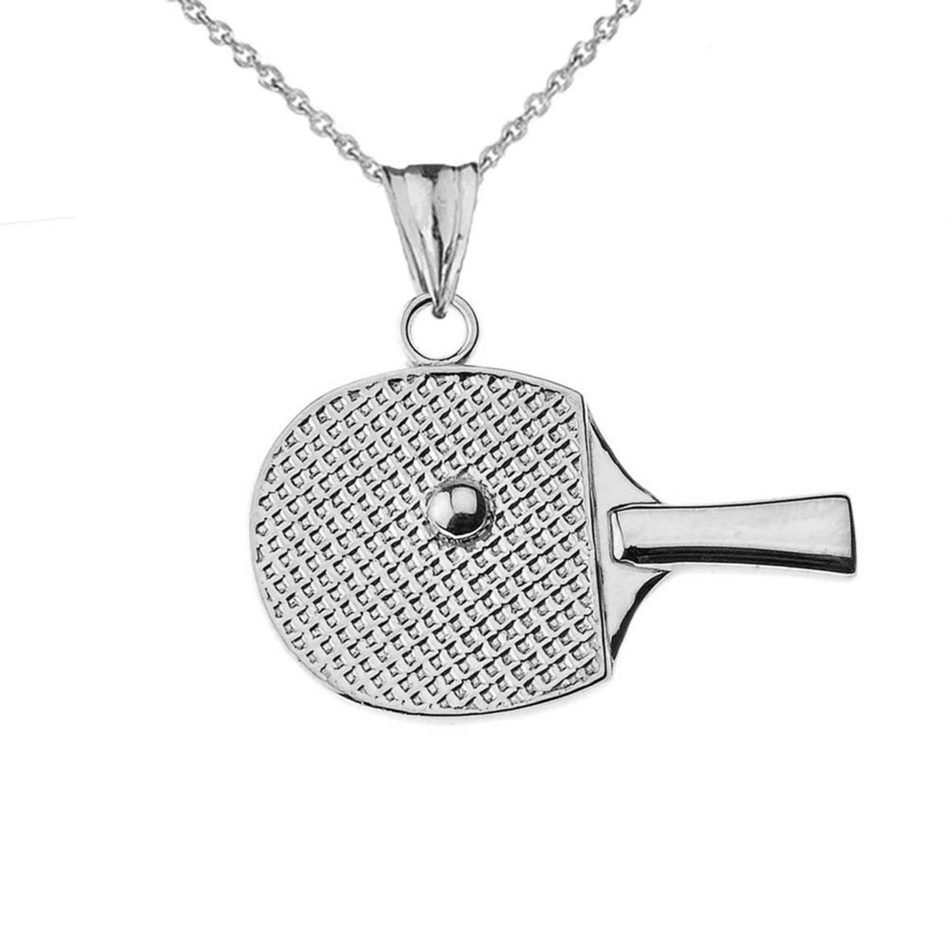 Gold Table Tennis Racket Pendant Necklace(Available In Yellow/Rose/White Gold)