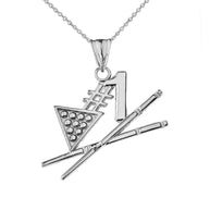 Solid Gold #1 Billiards Player Pendant Necklace (Available in Yellow/Rose/White Gold)