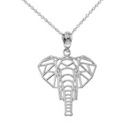 Origami Elephant Pendant Necklace in Sterling Silver