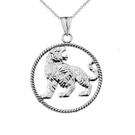 Lion Rope Pendant Necklace in Sterling Silver