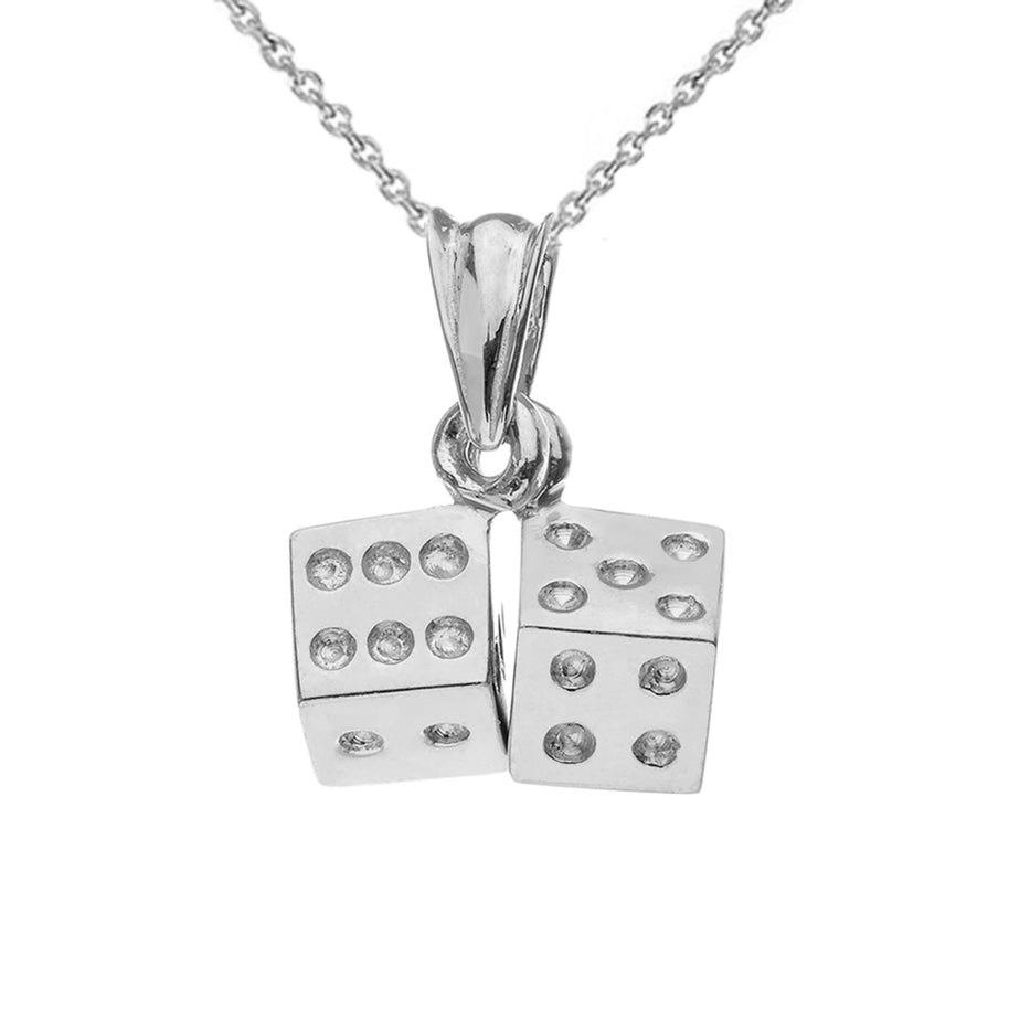 925 Sterling Silver 3D Playing Dice Pendant Necklace