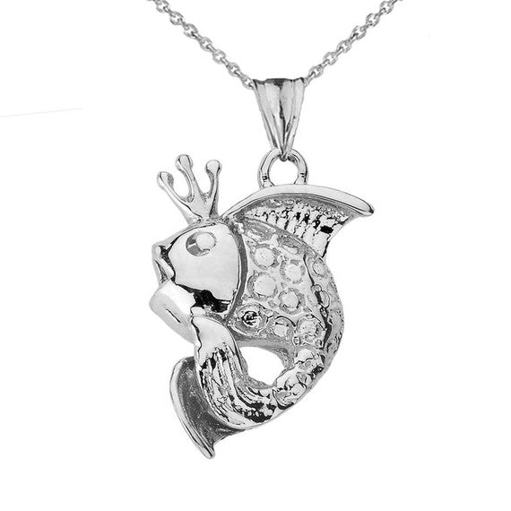 Gold King Fish Pendant Necklace(Available in Yellow/Rose/White)