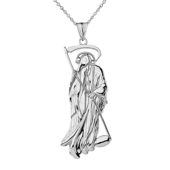 Musical Grim Reaper Pendant Necklace in Sterling Silver