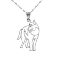Wolf Cut Out Pendant Necklace in Sterling Silver