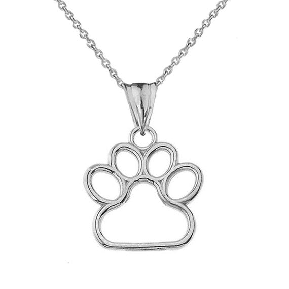 Gold Dainty Dog Paw Print Pendant Necklace (Available in Yellow/Rose/White) (0.66'')