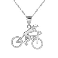 Gold Cyclist Sports Pendant Necklace (Available in Yellow/Rose/White Gold)