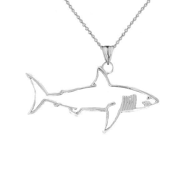 Shark Cut Out Pendant Necklace In Sterling Silver