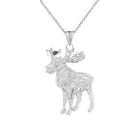 Moose Pendant Necklace In Sterling Silver