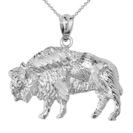 Sterling Silver Diamond Cut Bison Pendant