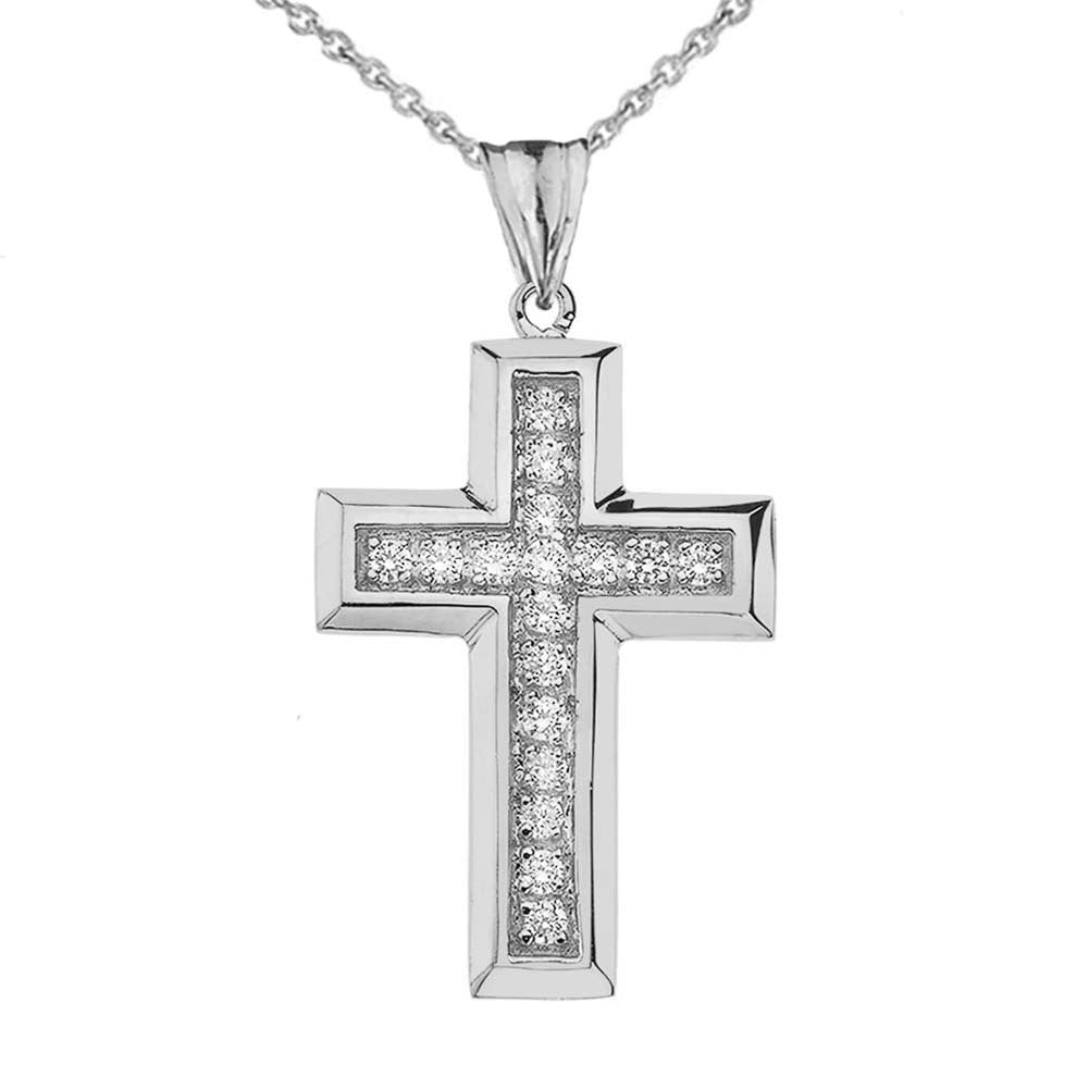 Solid Gold Designer Bold Diamond Cross (Available in Yellow/Rose/White Gold)