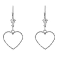 Two Sided Beaded Open Heart Earrings (Available in Yellow/Rose/White Gold)