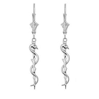 Asclepius Medicine Symbol Earrings in Sterling Silver