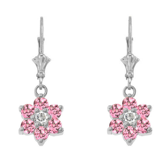 Dainty Milgrain Flower Personalized Birthstone Earring In Sterling Silver