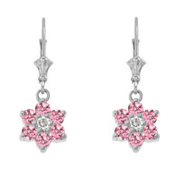 Dainty Milgrain Flower Personalized Birthstone Earring In Sterling Silver