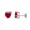 White Gold Heart-Shaped Personalized Birthstone Earrings