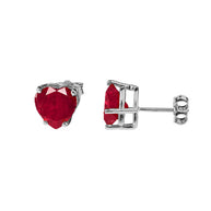 White Gold Heart-Shaped Personalized Birthstone Earrings
