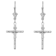.925 Sterling Silver Jesus Christ Cross INRI Crucifix Earrings